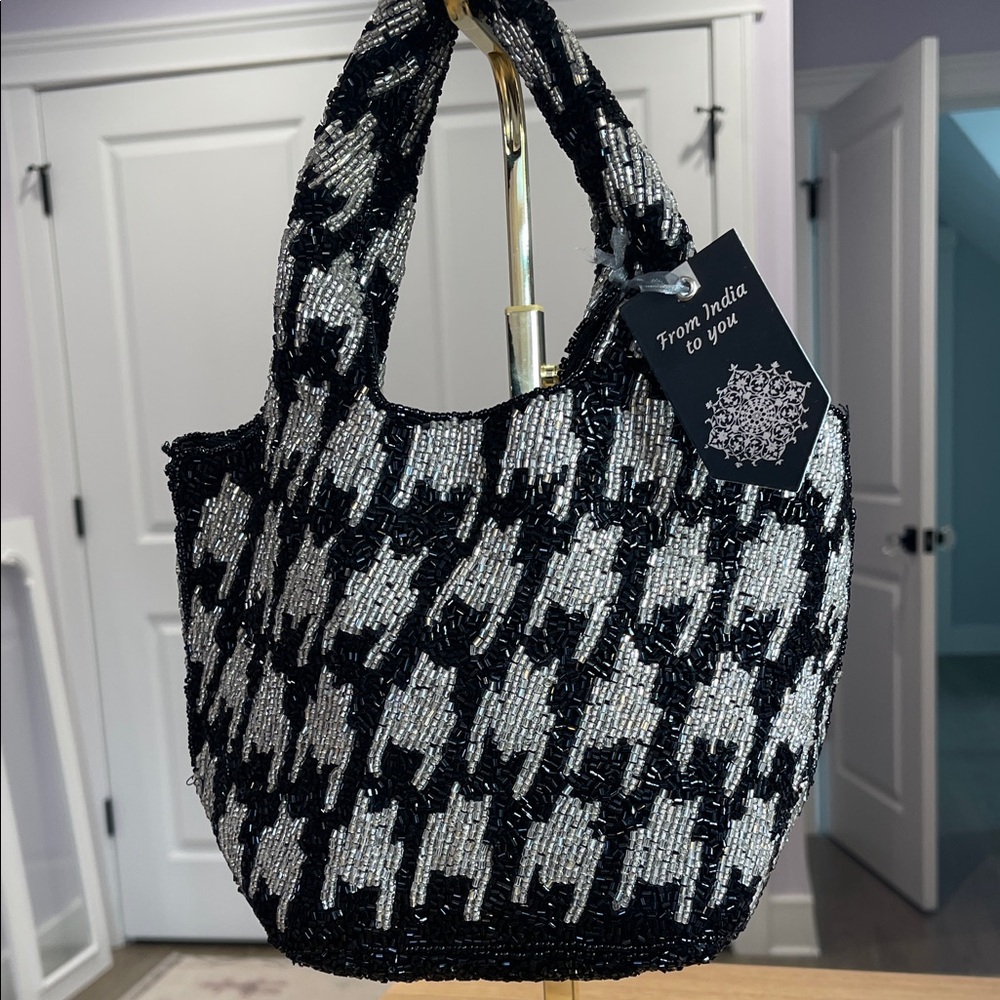 Black and Silver Beaded Women's Bag NWT